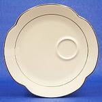 Snack Set (Plate & Cup), Ivory w/Double Gold Band, 9